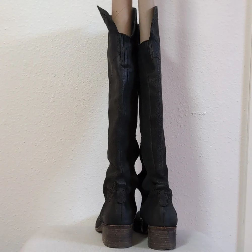 Vince Camuto Karinda Black Matte Leather Over-the-Knee Boots Women's Size 9